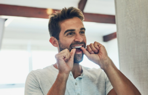 flossing teeth